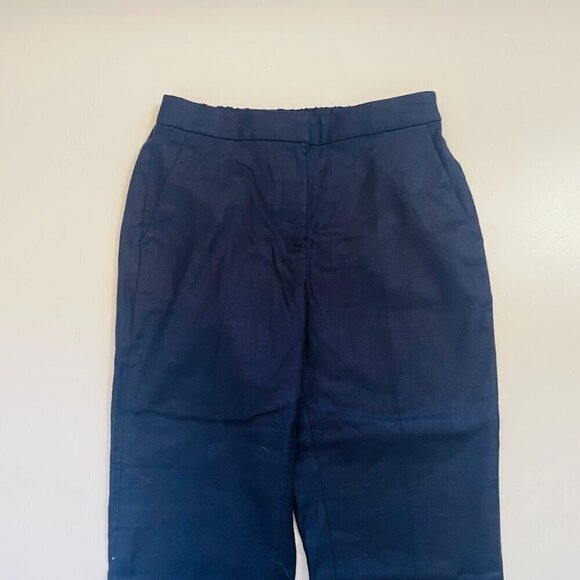 NWT J. Crew TALL LONG Stretch Linen Pant Trouser Navy Blue Classic Career Summer - Picture 5 of 14